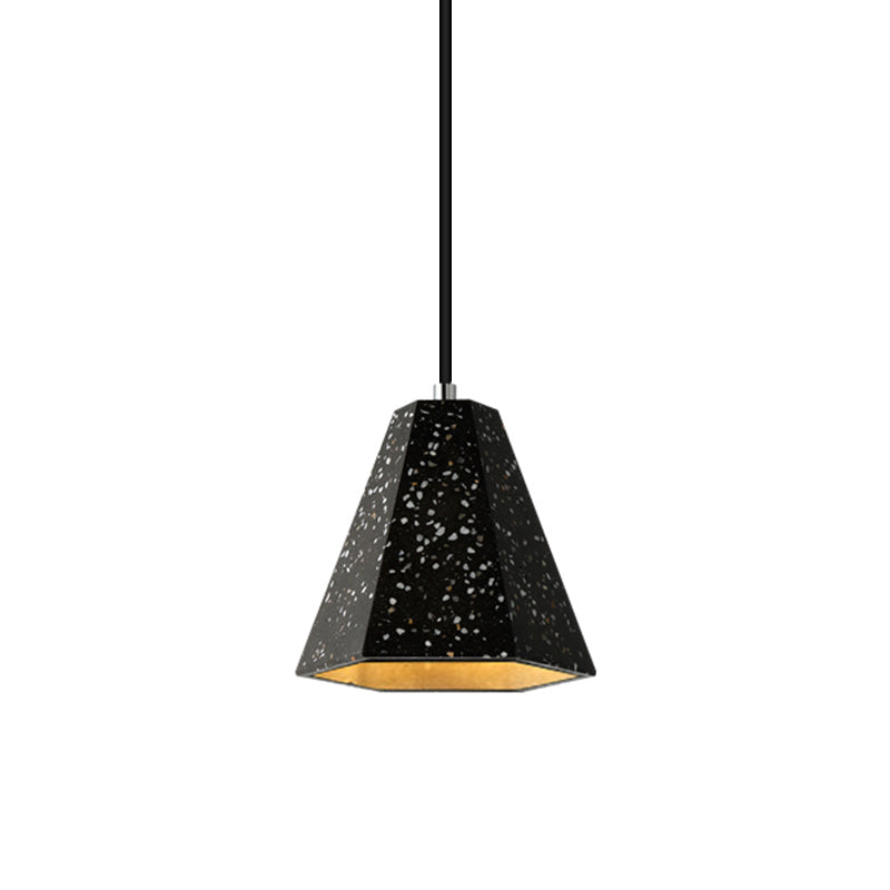 Geometric Cement Pendant Light - 1 Simplicity Hanging (Black/White/Yellow)