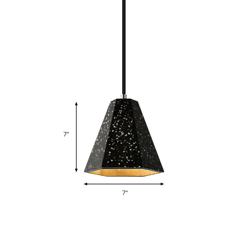 Geometric Cement Pendant Lighting - Simplicity Black/White/Yellow Hanging Light