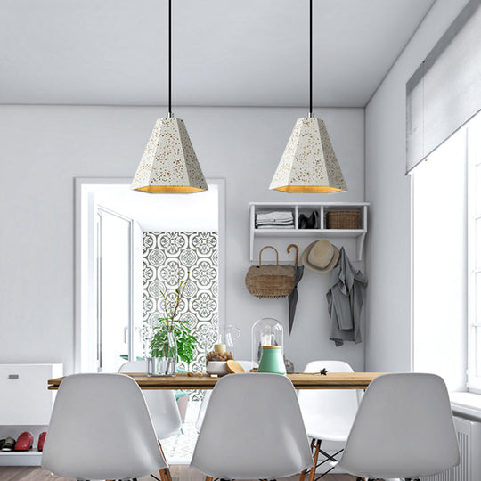 Geometric Cement Pendant Light - 1 Simplicity Hanging (Black/White/Yellow)