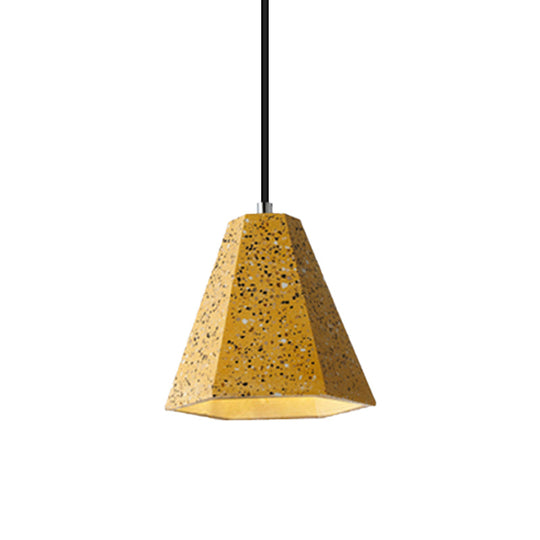 Geometric Cement Pendant Lighting - Simplicity Black/White/Yellow Hanging Light