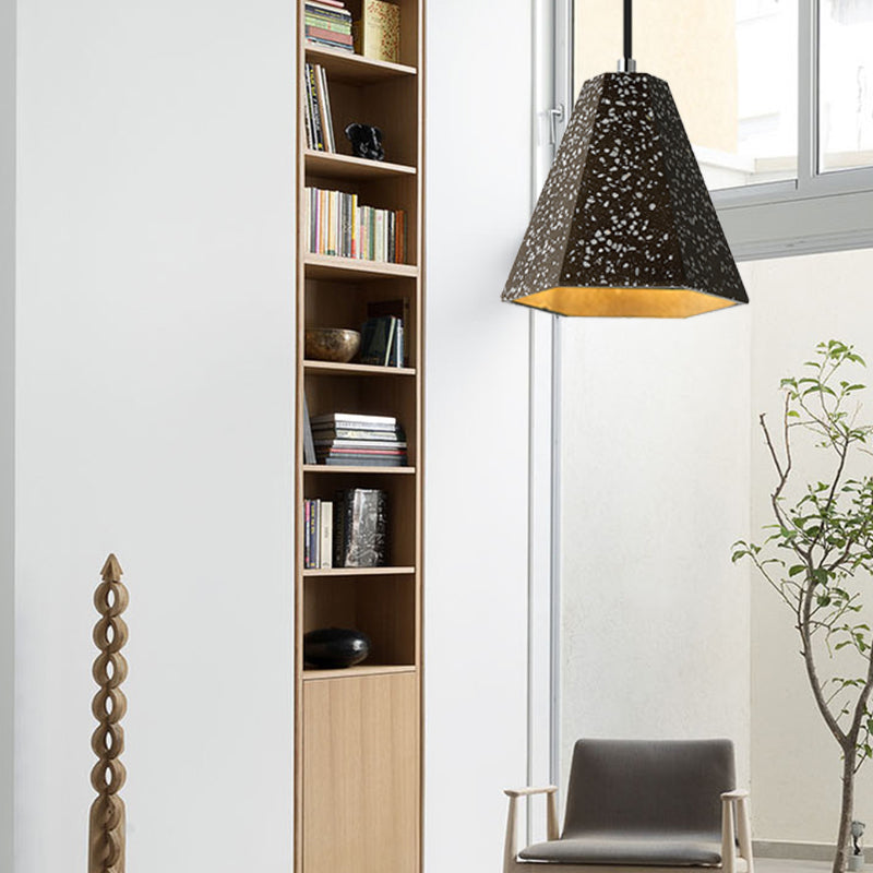 Geometric Cement Pendant Lighting - Simplicity Black/White/Yellow Hanging Light