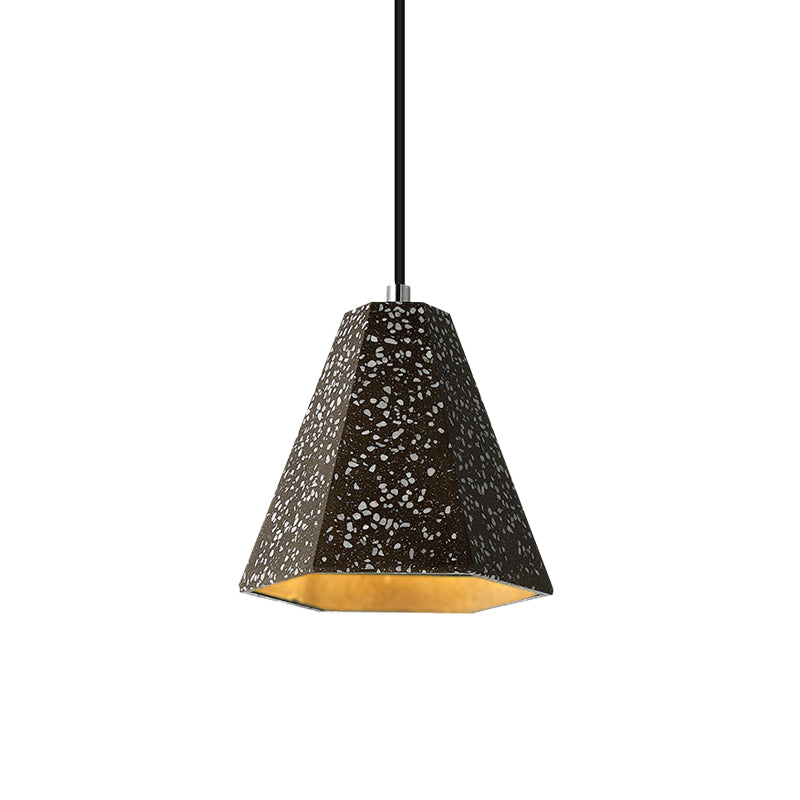 Geometric Cement Pendant Lighting - Simplicity Black/White/Yellow Hanging Light