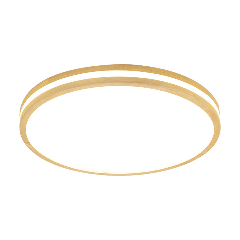 Japanese Style Flush Ceiling Light - Acrylic And Wood Led Lamp In Beige For Porch 12/16/19.5/23.5