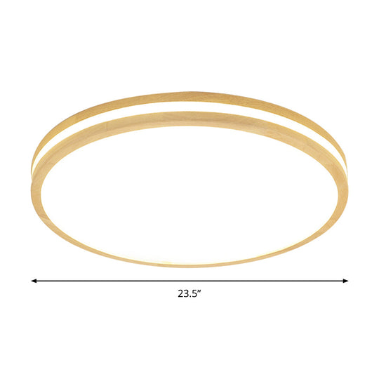 Japanese Style Flush Ceiling Light - Acrylic And Wood Led Lamp In Beige For Porch 12/16/19.5/23.5