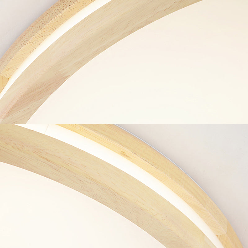 Japanese Style Flush Ceiling Light - Acrylic And Wood Led Lamp In Beige For Porch 12/16/19.5/23.5