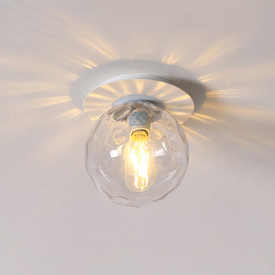 Nordic 1 Head Orb Light Fixture With Clear Hammered Glass Shade - Stylish Gray/White/Green/Wood