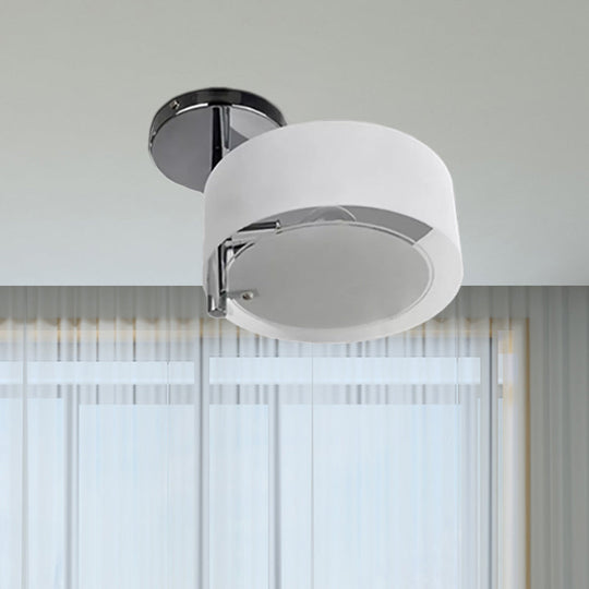 Semi Flush Ceiling Light Fixture - Stunning Drum Acrylic Shade 1/2/3 Lights Modern Silver Design