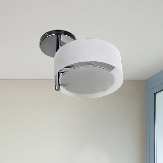 Semi Flush Ceiling Light Fixture - Stunning Drum Acrylic Shade 1/2/3 Lights Modern Silver Design