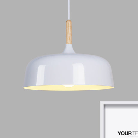 Metal Simple Style Bowl Ceiling Lamp - 1-Light Black/White Pendant Light For Dining Room 12.5/19