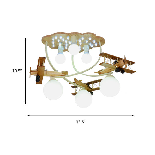 Contemporary Cloud & Glider Semi Flush Mount Ceiling Light For Kindergarten