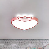 Cartoon Style Pink/Gold Heart Led Ceiling Light Fixture Pink