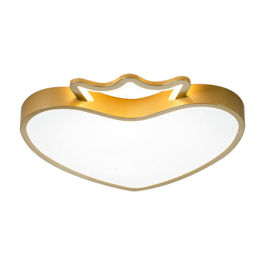 Cartoon Style Pink/Gold Heart Led Ceiling Light Fixture
