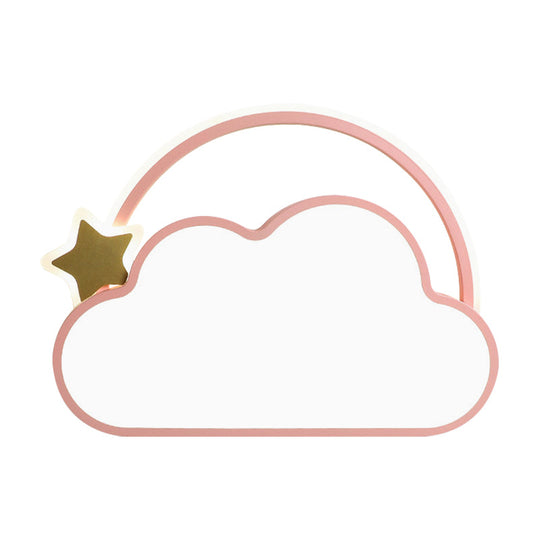 Cloud & Star Led Ceiling Light For Kid’s Bedroom - Simple Pink/Gold Design