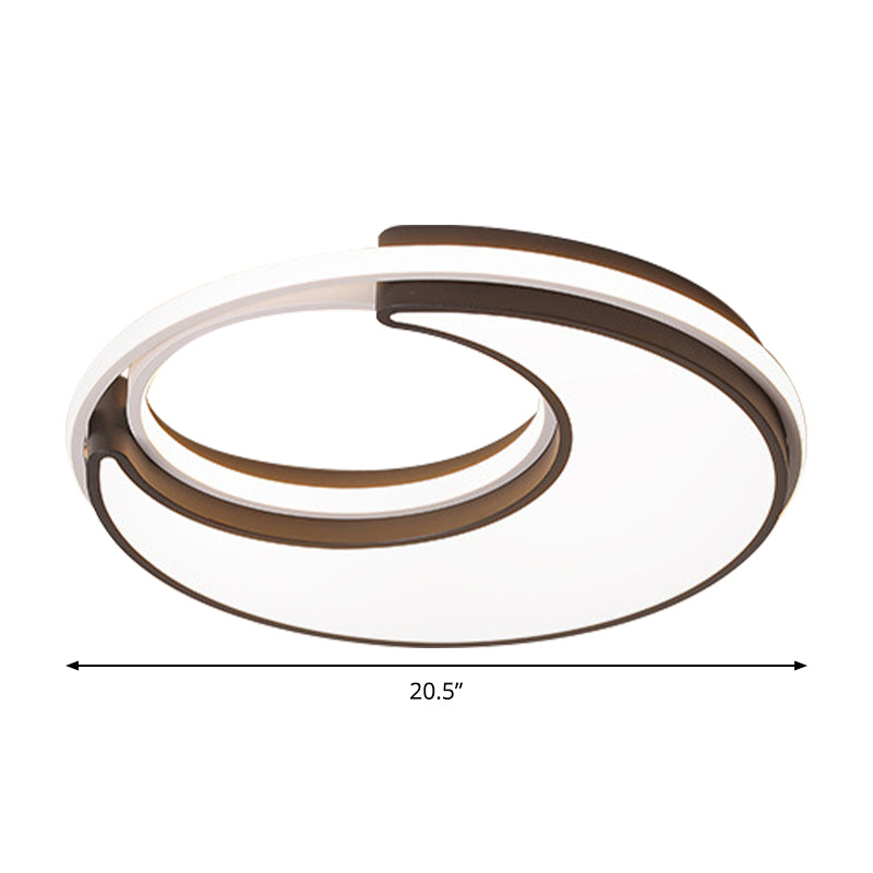 Black Minimalist Led Ceiling Lamp -Moon Flush Lighting Fixture For Bedroom Acrylic Design Warm/White