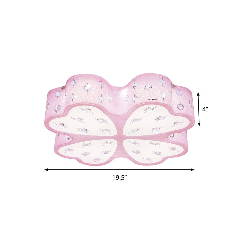 Kid’s Led Pink Flower Ceiling Light With Crystal Deco