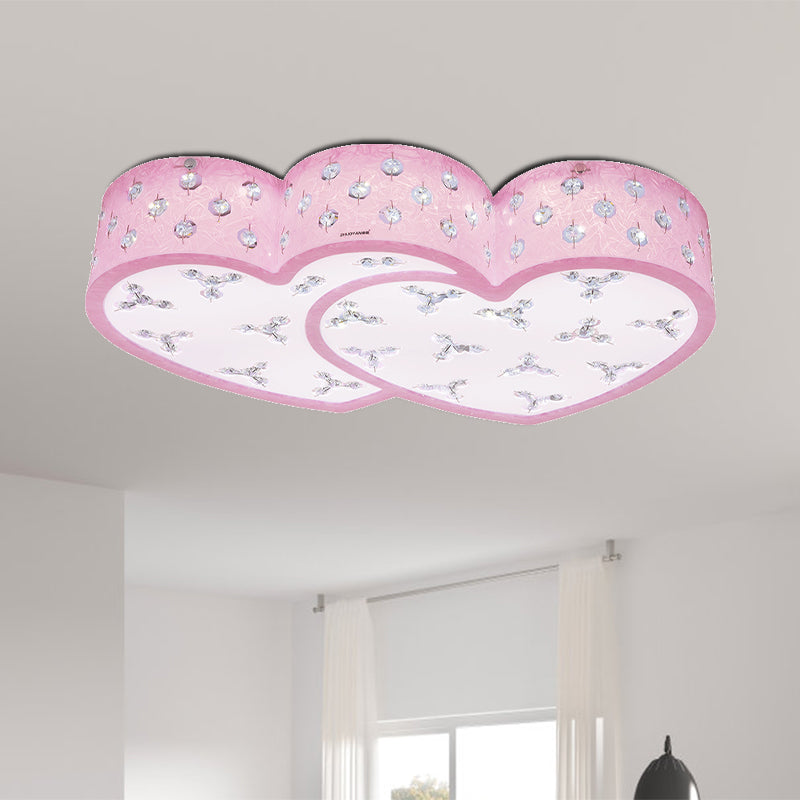 Modern Pink Led Flush Lamp: Heart-Shaped Ceiling Fixture With Acrylic Shade