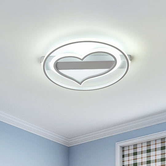 Ring Ceiling Lamp With Loving Heart Design And Acrylic Finish - Coffee/White Led Flushmount