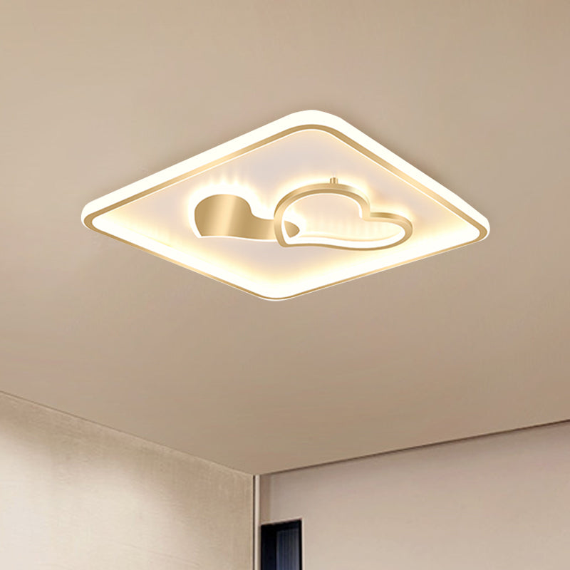 Led Flush Mount Ceiling Lamp Fixture - Acrylic Square Design Gold 16’/19.5’ Width