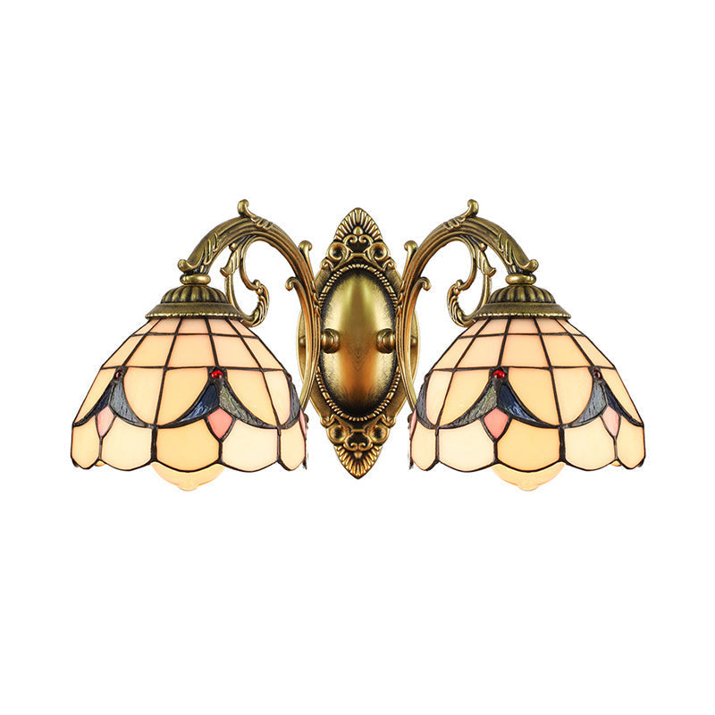 Magnolia White/Beige Tiffany Sconce Light For Living Room