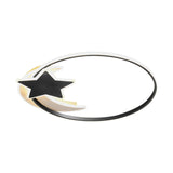 Scandinavian Black Flush Ceiling Light With Led Star And Moon Acrylic Features