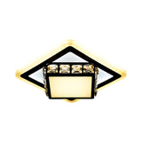 Black Crystal Block Led Flush Mount Ceiling Light For Doorway - Round/Square Simplicity