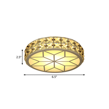 Modern Crystal Block Circle Led Ceiling Light 6.5/8.5 Width Gold Flush Mount Fixture