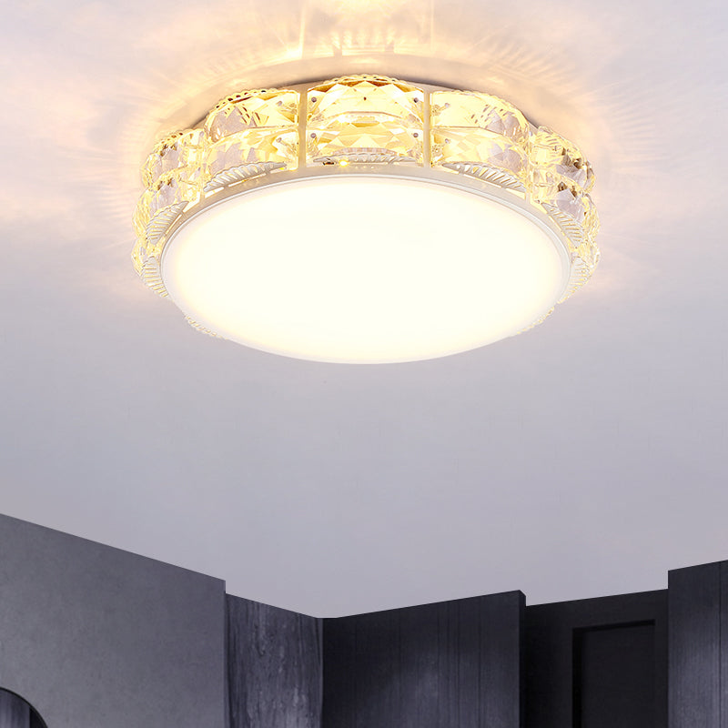 Minimalist Crystal Led Flush Lamp In Black/White