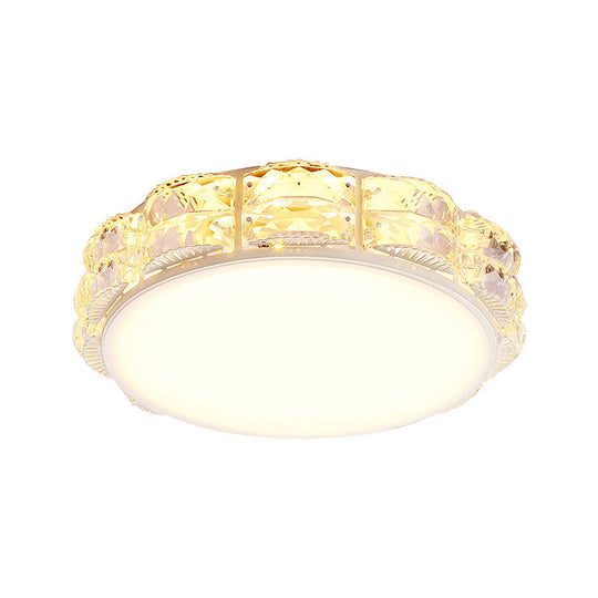 Minimalist Crystal Led Flush Lamp In Black/White