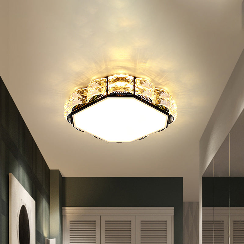 Minimalist Crystal Led Flush Lamp In Black/White: Square/Round Ceiling Mount Light Fixture

Note: