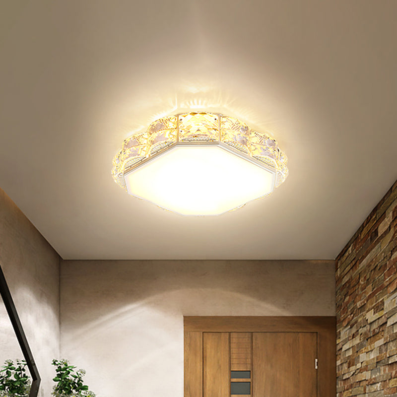 Minimalist Crystal Led Flush Lamp In Black/White