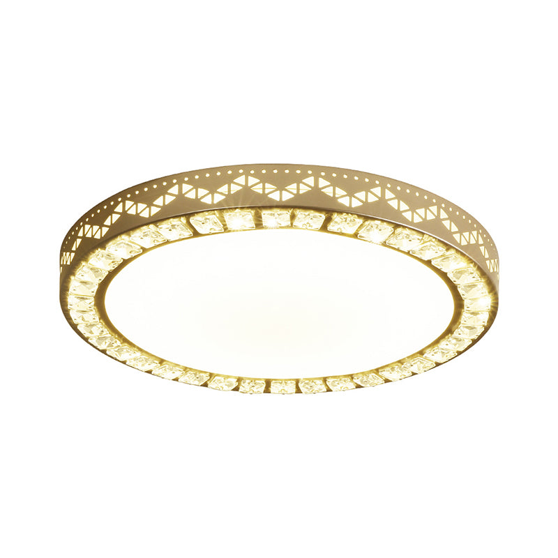 Gold Crystal Led Bedroom Ceiling Flush Mount Fixture