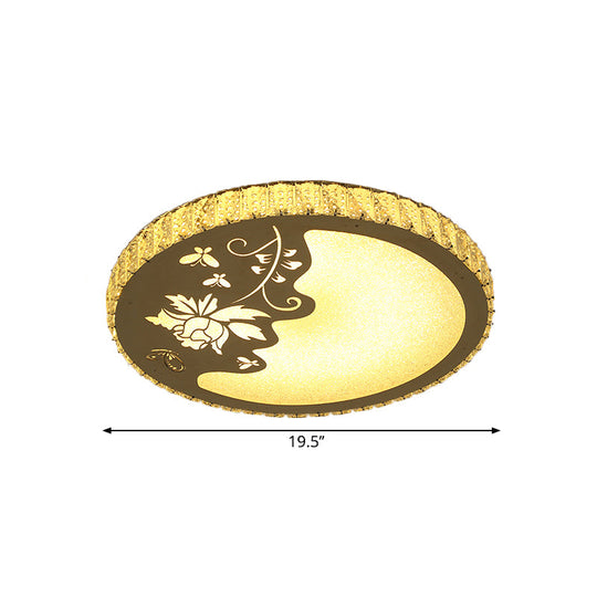 Modernist Led Flush Mount Crystal Ceiling Lamp With Butterfly & Flower Design
