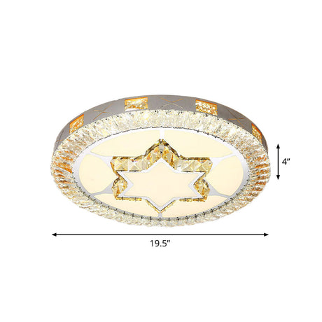 Minimalist Flush Mount Led Chrome Lamp With Beveled Crystal For Sleeping Room