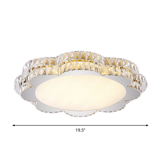 Modern Clear Crystal Flower/Octagon Led Flushmount Ceiling Lamp Minimalistic Stainless-Steel Design