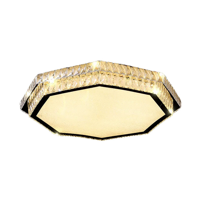 Modern Clear Crystal Flower/Octagon Led Flushmount Ceiling Lamp Minimalistic Stainless-Steel Design