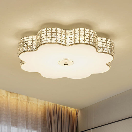 Gold Crystal Led Flush Mount Living Room Ceiling Light - Modern And Chic