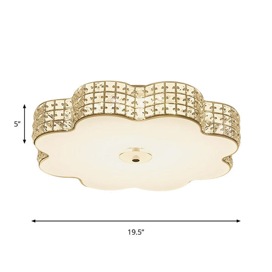 Gold Crystal Led Flush Mount Living Room Ceiling Light - Modern And Chic