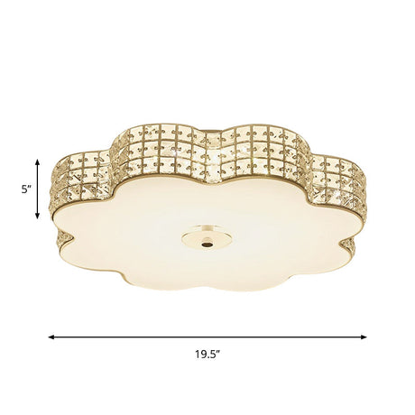 Gold Crystal Led Flush Mount Living Room Ceiling Light - Modern And Chic