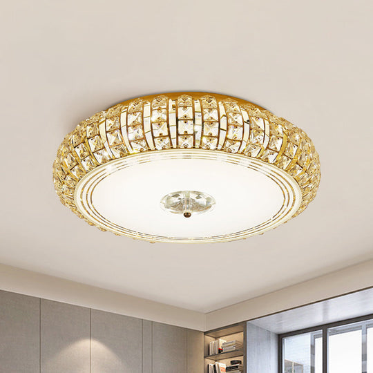 Modern Chrome/Gold Led Crystal Ceiling Mounted Light Flushmount Design 15’/19’ Width Gold / 15’