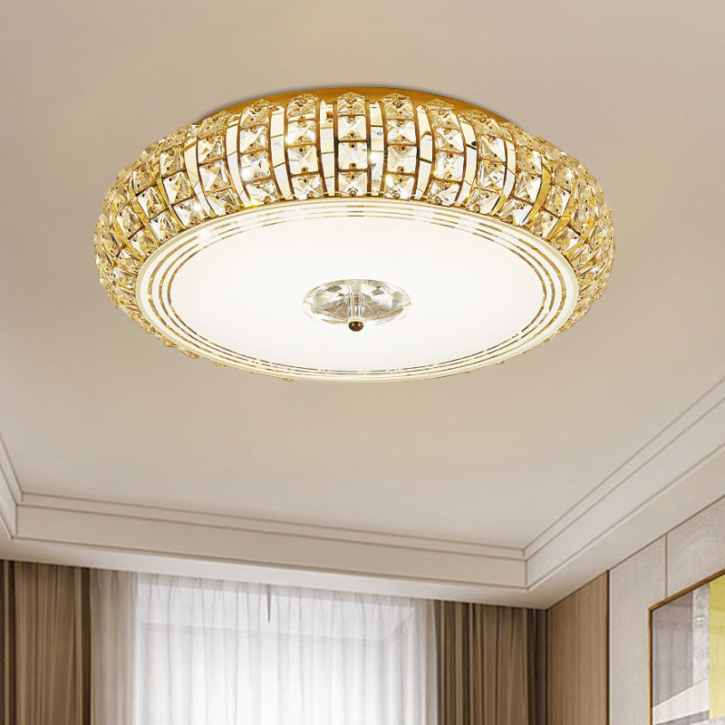 Modern Chrome/Gold Led Crystal Ceiling Mounted Light Flushmount Design 15’/19’ Width