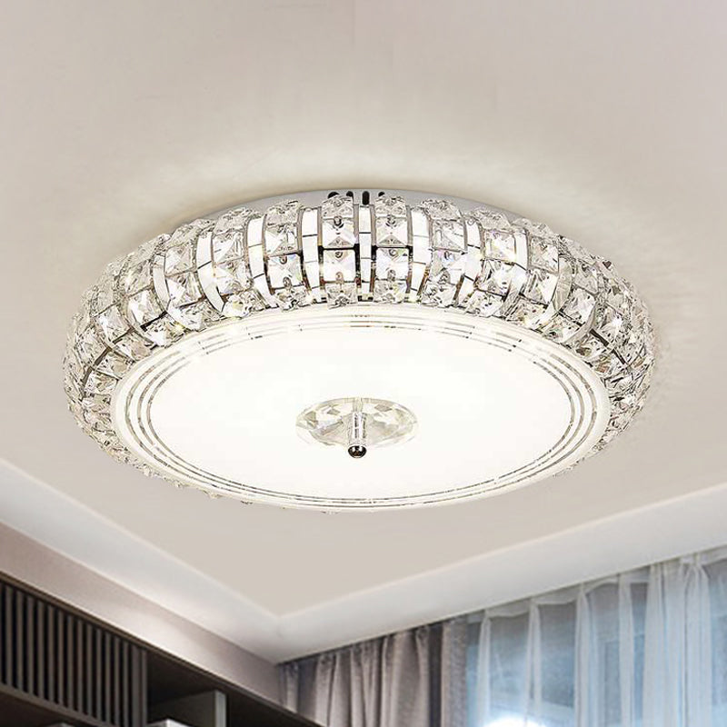 Modern Chrome/Gold Led Crystal Ceiling Mounted Light Flushmount Design 15’/19’ Width Chrome / 15’