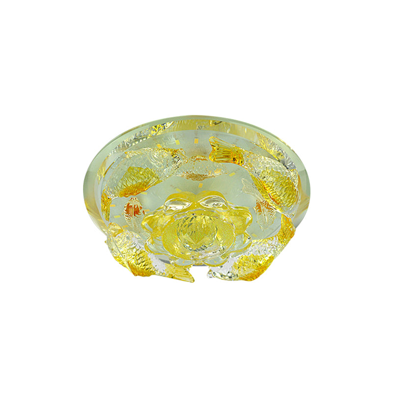 Contemporary Led Floral Crystal Ceiling Light - Warm/White Flush Mount