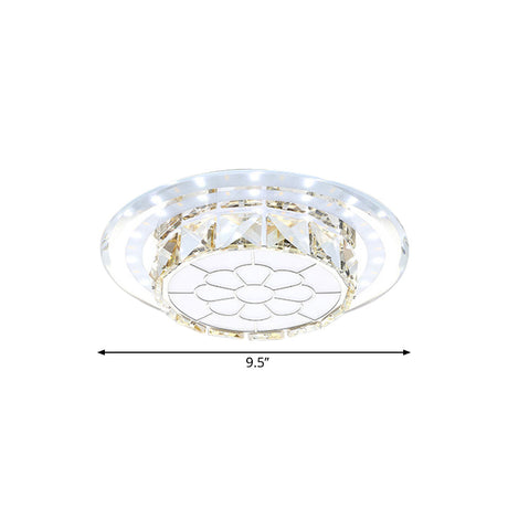 Crystal Led Flush Mount Hallway Lamp With Floral Pattern In Warm/White Light