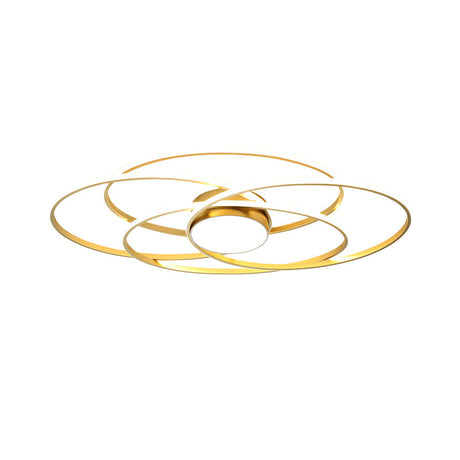 Contemporary Gold Metal Flush Mount Led Ceiling Light With Circle Ring Design - Warm/White For