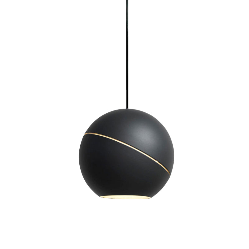 Minimalist Metallic Pendant Light For Living Room - Black/Pewter Spherical Hanging Fixture