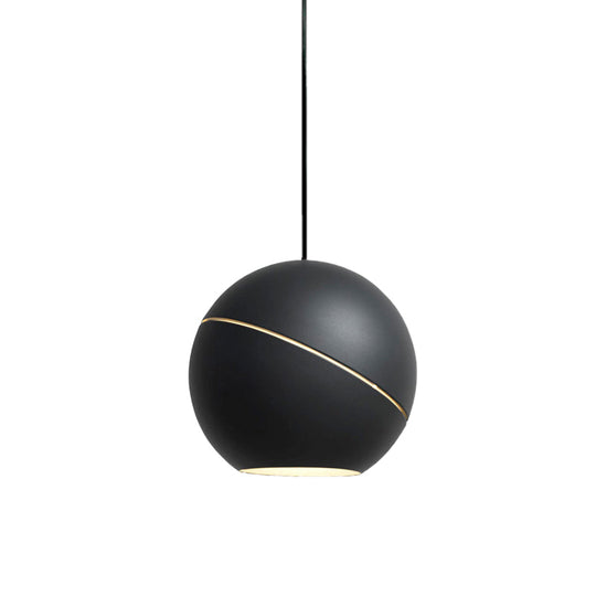 Minimalist Metallic Pendant Light For Living Room - Black/Pewter Spherical Hanging Fixture