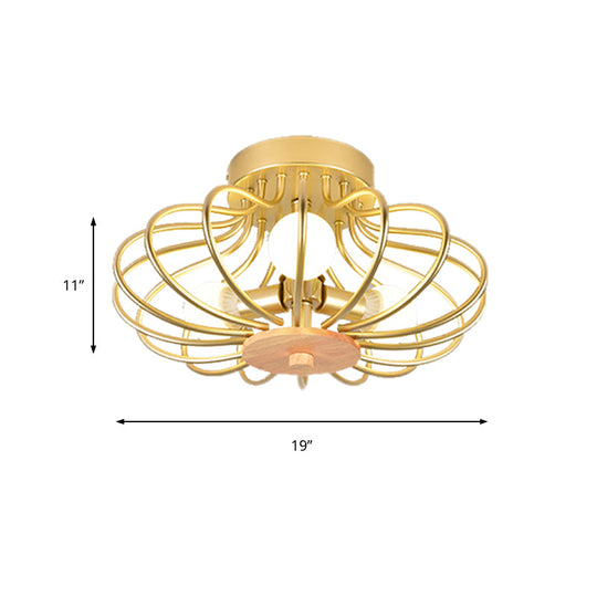 Contemporary Melon Flush Mount Light In Gold - Perfect For Corridors
