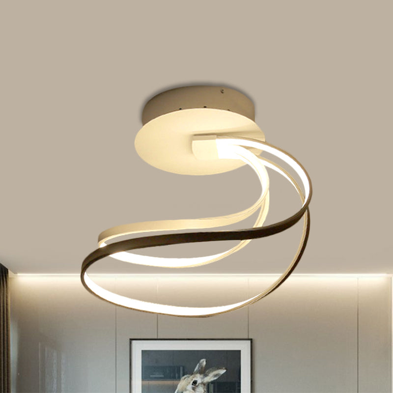 Modern Led Bedroom Ceiling Mount Light With Circle Metal Shade In Warm/White White / Warm