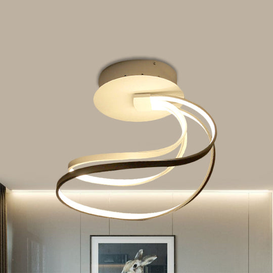 Modern Led Bedroom Ceiling Mount Light With Circle Metal Shade In Warm/White White / Warm