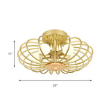 Contemporary Melon Flush Mount Light In Gold - Perfect For Corridors
